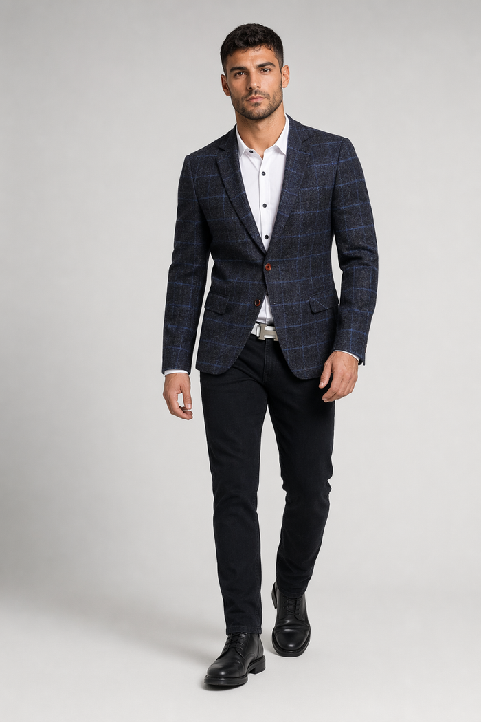 Navy Checkered Men's Sports Coat Default