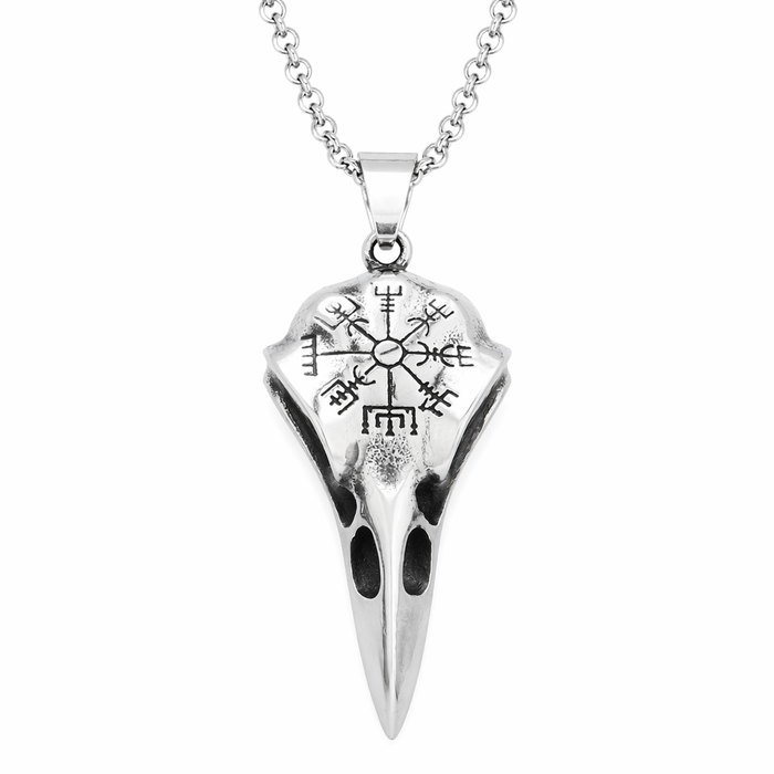 Necklace with Pendant Shaped like a Crow Skull in the Style of Vikings Default
