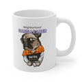 Neighborhood Pug Boss Coffee Cup: white, brown cartoon pug dog