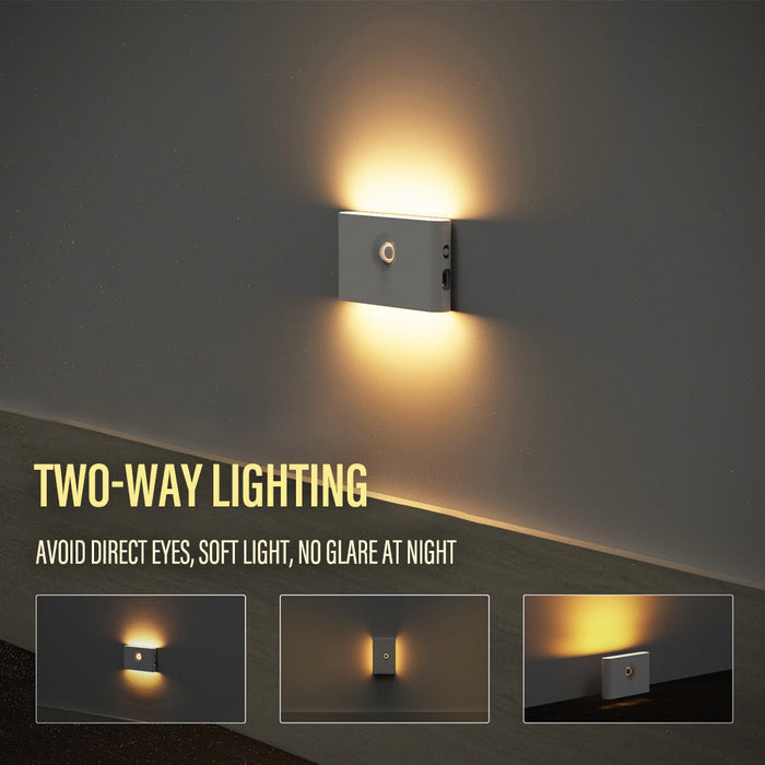 Night Light with Motion Detection: white, warm yellow light wall-mounted night lights, minimal modern style