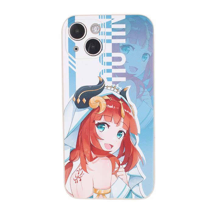 Nilou Genshin Impact Phone Case: white, light blue anime-style female character, anime, cartoon, colorful style