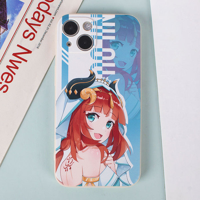 Nilou Genshin Impact Phone Case: white, light blue anime-style female character, anime, cartoon, colorful style
