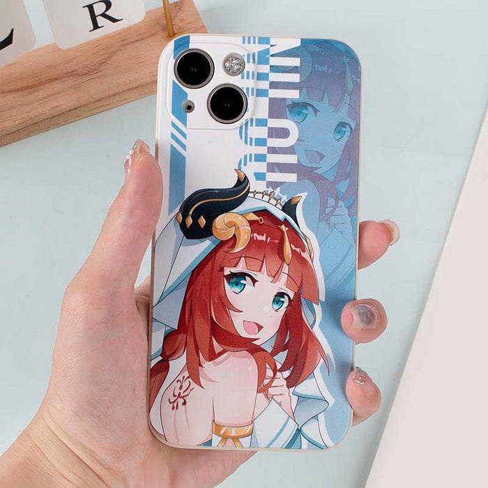 Nilou Genshin Impact Phone Case: white, light blue anime-style female character, anime, cartoon, colorful style