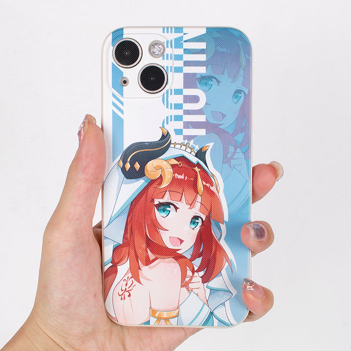 Nilou Genshin Impact Phone Case: white, light blue anime-style female character, anime, cartoon, colorful style