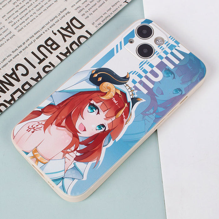 Nilou Genshin Impact Phone Case: white, light blue anime-style female character, anime, cartoon, colorful style