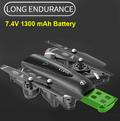 Ninja Dragons High-Powered 5G WiFi FPV Drone with Long-Lasting Battery Life: black, white rechargeable battery pack, minimal