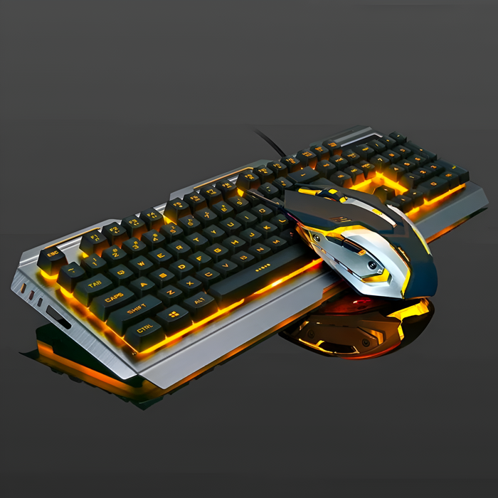 Ninja Dragons V1X Premium Metal Gaming Set, Keyboard and Mouse Pair: black, dark gray computer mouse, futuristic gaming style