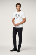 Ninja T-Shirt with a Worn-Out Look White