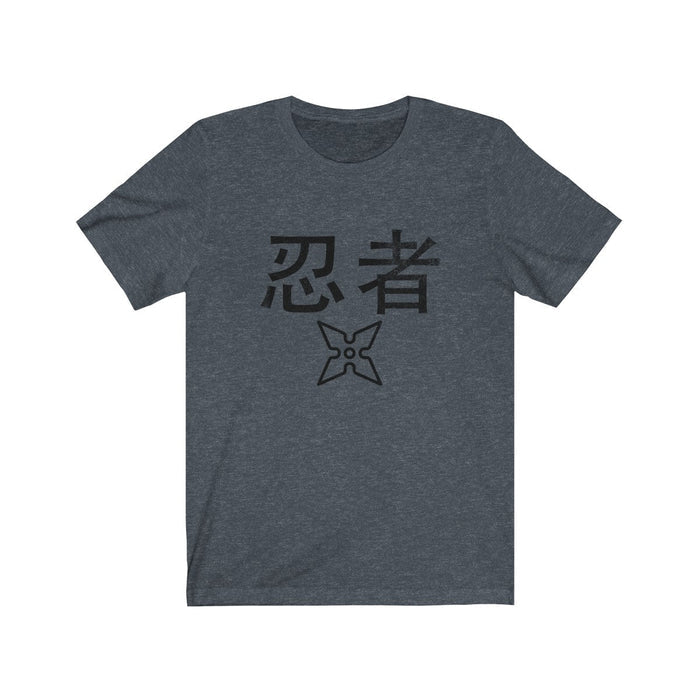 Ninja T-Shirt with a Worn-Out Look: white, dark gray ninja theme, minimal graphic style