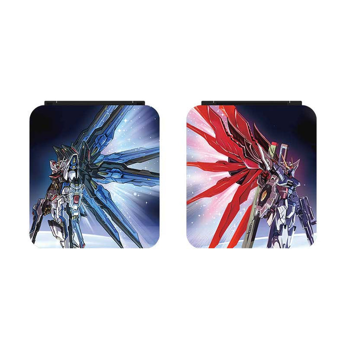 Nintendo Switch Game Holder Case: blue, red anime-style mecha robots, anime, sci-fi, mecha illustration style