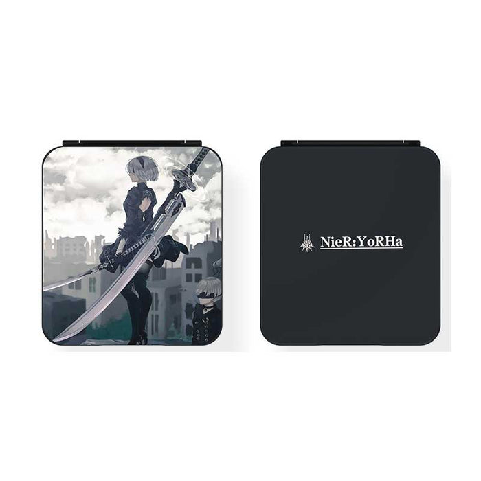 Nintendo Switch Game Holder Case: blue, red anime-style mecha robots, anime, sci-fi, mecha illustration style