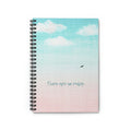 No Limits Spiral Notebook: turquoise, white sky with clouds and a bird, minimal pastel illustration style
