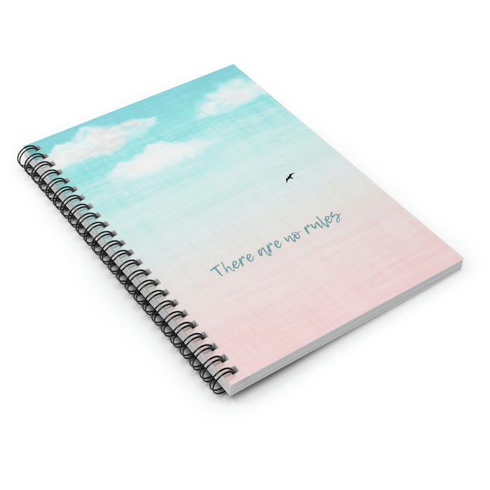 No Limits Spiral Notebook: turquoise, white sky with clouds and a bird, minimal pastel illustration style