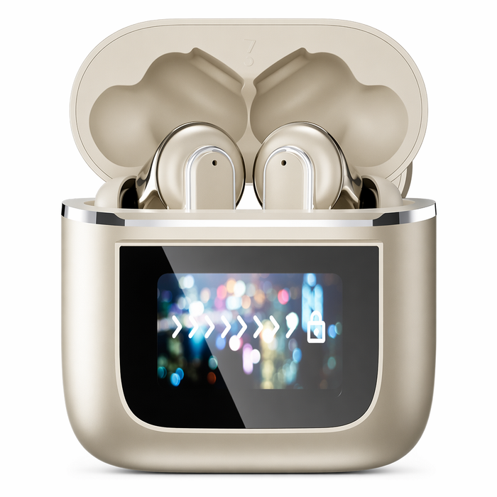 Noise-Canceling Bluetooth Earbuds with Touch Screen Technology Gold
