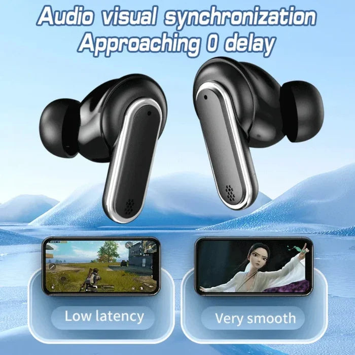 Noise-Canceling Bluetooth Earbuds with Touch Screen Technology: silver, champagne gold wireless earbuds with charging cases