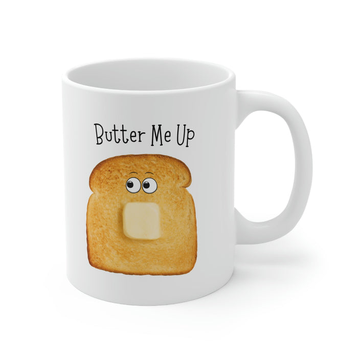 Novelty Mug, Toast Me Up with Butter: white, golden brown cartoon toast slice