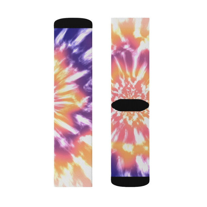 Novelty Socks with Pink Tie-Dye Design: pink, purple ankle socks, colorful graphic style