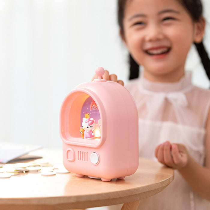 Official LED Light Cute Coin Bank: light pink, pink Hello Kitty and other Sanrio-style characters, kawaii cartoon style