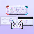 Official Licensed Cartoon Nintendo Switch Skins: lavender, white Kuromi character theme, kawaii cartoon style
