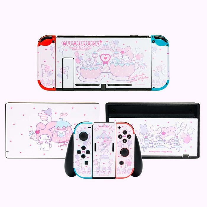Official Licensed Cartoon Nintendo Switch Skins: lavender, white Kuromi character theme, kawaii cartoon style