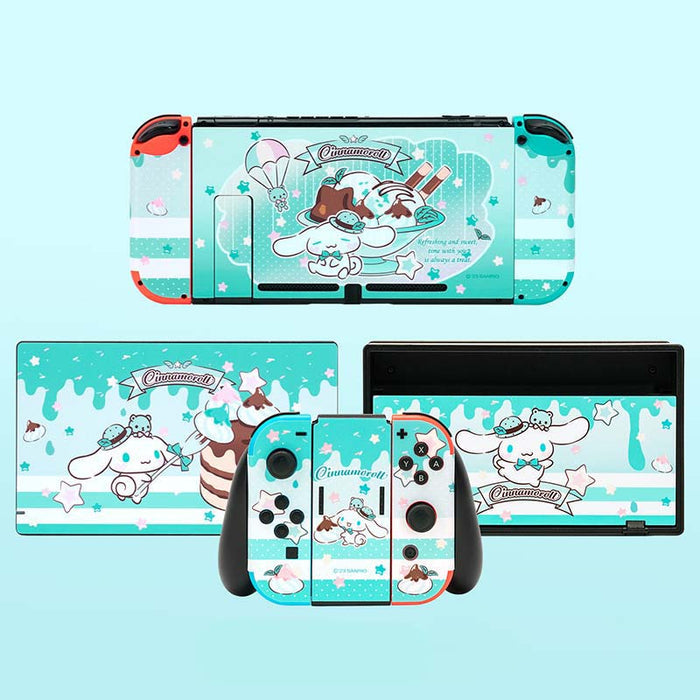 Official Licensed Cartoon Nintendo Switch Skins: lavender, white Kuromi character theme, kawaii cartoon style