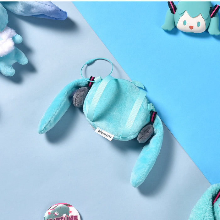 Official Miku Itabag Mini Plush: teal, aqua anime-style teal twin-tailed character, kawaii cartoon style