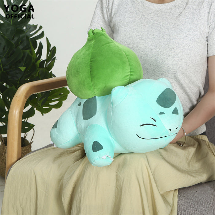Official Starters Plushies: Classic Nostalgia Collection: light turquoise, green Bulbasaur character, cartoon, kawaii style
