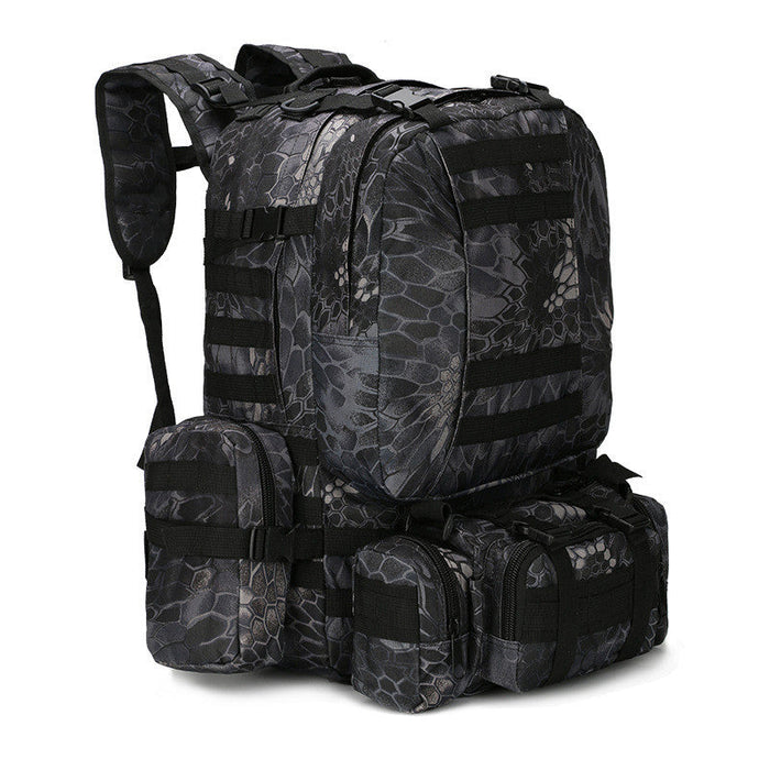Outdoor Military Backpack, 50L, Resistant to Water: black, dark gray backpack, tactical style