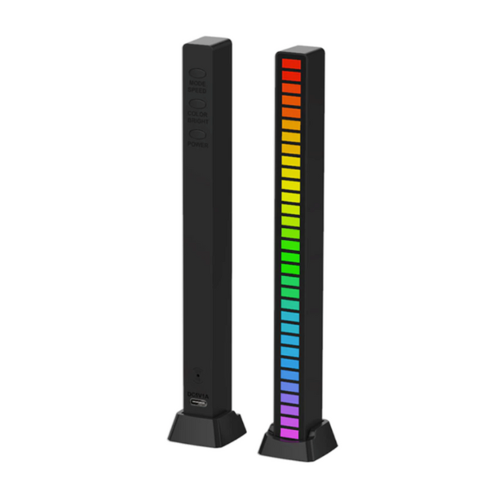 Pair of Dragon Music Reactive LED Light Bars: black, white sound-controlled LED light bars, minimal modern RGB lighting style