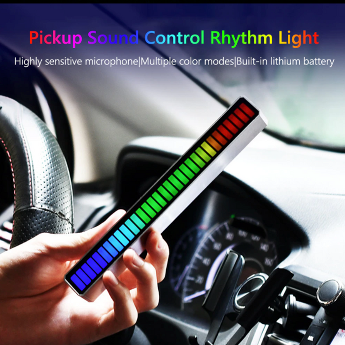 Pair of Dragon Music Reactive LED Light Bars: black, white sound-controlled LED light bars, minimal modern RGB lighting style