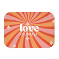 Pamper Yourself Bath Mat: coral red, orange self-love typography theme, retro graphic style