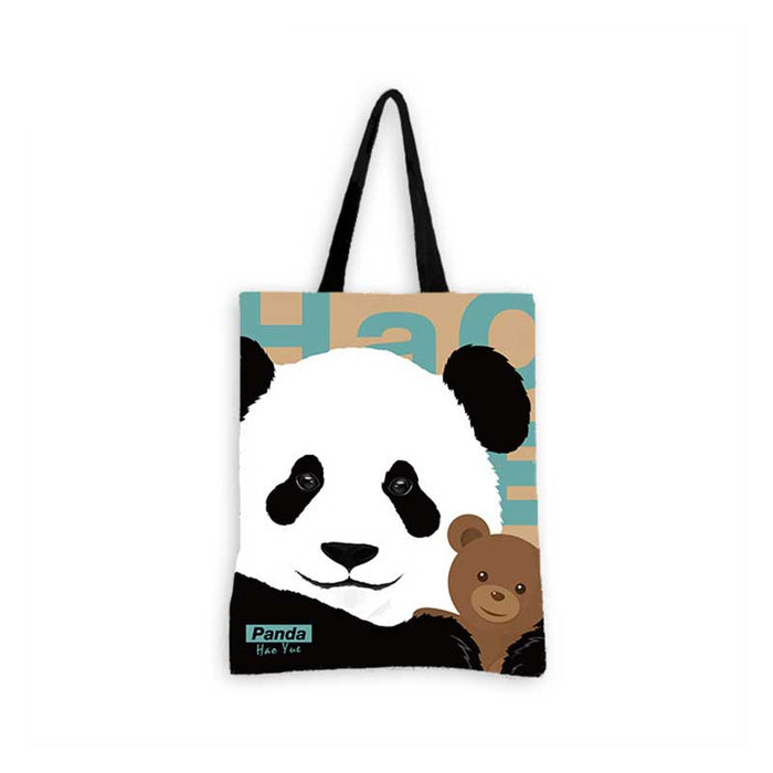 Panda Tote Bags with Adorable Designs: white, black panda, cartoon style