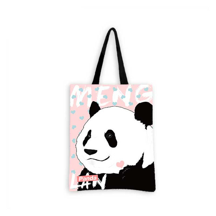Panda Tote Bags with Adorable Designs: white, black panda, cartoon style