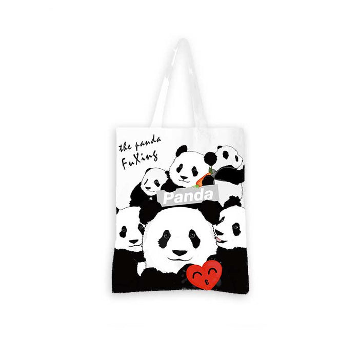 Panda Tote Bags with Adorable Designs: white, black panda, cartoon style