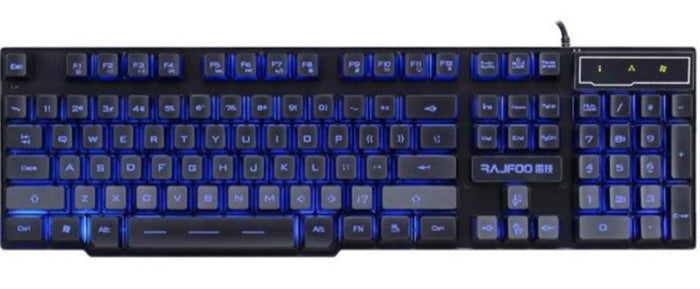 PC Gaming Keyboard with 3 Color LED Backlight and Alpha 3C USB Connectivity for Ninja Dragons: black, purple computer keyboar