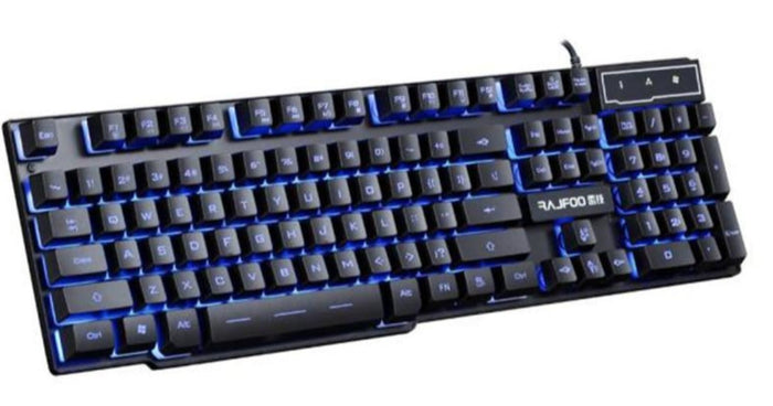 PC Gaming Keyboard with 3 Color LED Backlight and Alpha 3C USB Connectivity for Ninja Dragons: black, purple computer keyboar