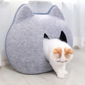 Pet Haven: Charming Feline-Shaped Shelter for Every Season: gray, dark gray trim cat-shaped design, minimal cartoon style