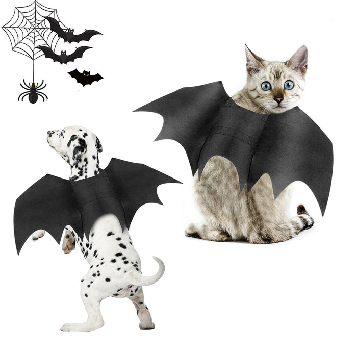 Pet Wings Costume for Halloween, Perfect for Cats and Dogs: black, gray cats and dogs; Halloween bat theme, Halloween costume