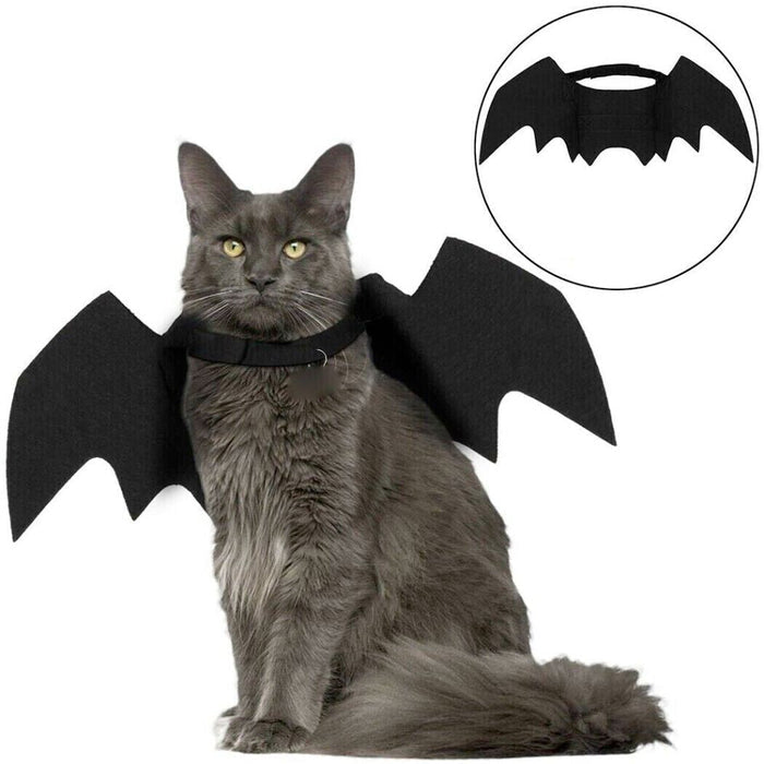 Pet Wings Costume for Halloween, Perfect for Cats and Dogs: black, gray cats and dogs; Halloween bat theme, Halloween costume