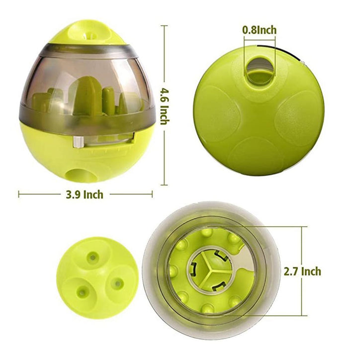 Pets' Food Tumbler Dispenser for Cats and Dogs: lime green, transparent clear dog, product photo style
