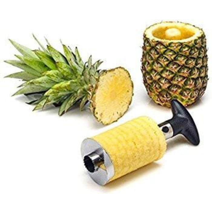 Pineapple Cutting Tool made of Stainless Steel: yellow, silver/gray pineapple corer/slicer tool, functional kitchen tool styl