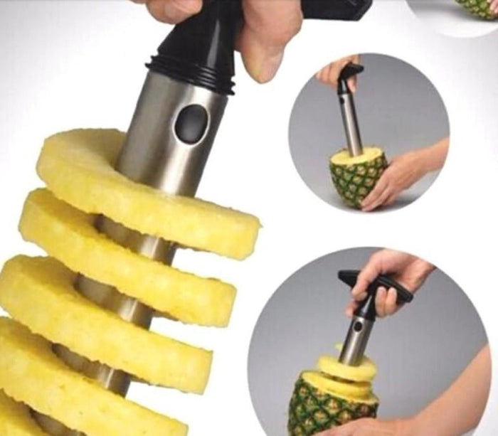 Pineapple Cutting Tool made of Stainless Steel: yellow, silver/gray pineapple corer/slicer tool, functional kitchen tool styl