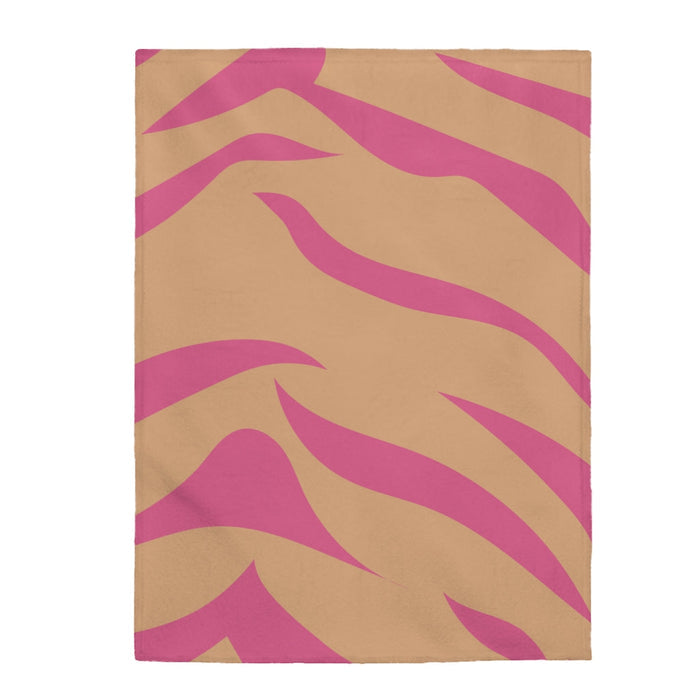Pink and Apricot Cheetah Print Plush Blanket: tan, bright pink throw blanket, modern abstract style
