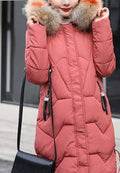 Pink Casual Puffer Jacket for Women with Faux Fur Trimmed Hood: dusty rose pink, brown hooded puffer coat, casual winter oute