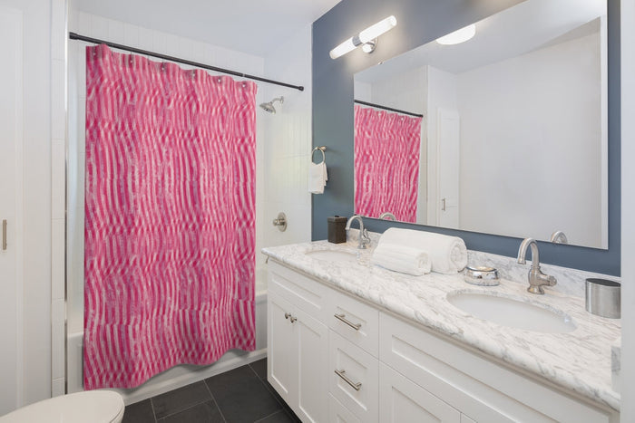 Pink Delight Shower Curtains: pink, white shower curtain, abstract style