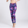 Pink Galaxy Yoga Leggings: purple, blue galaxy/space print, sporty graphic style