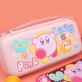 Pink Kirby Switch OLED Carrying Case: light pink, pink Kirby character, cartoon kawaii style