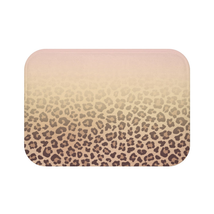 Pink Leopard Print Bath Mat, Stylish Home Decor for your Bathroom: pale pink, beige leopard print, animal print style