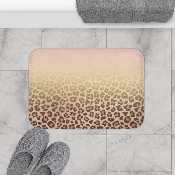 Pink Leopard Print Bath Mat, Stylish Home Decor for your Bathroom: pale pink, beige leopard print, animal print style