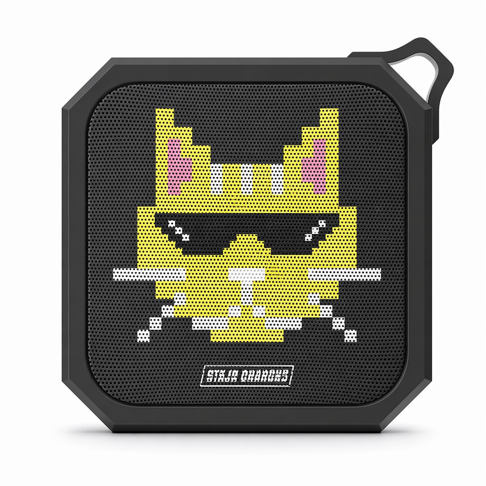 Pixelated Feline Ninja Bluetooth Speaker with Shades and Water-resistant Design Default